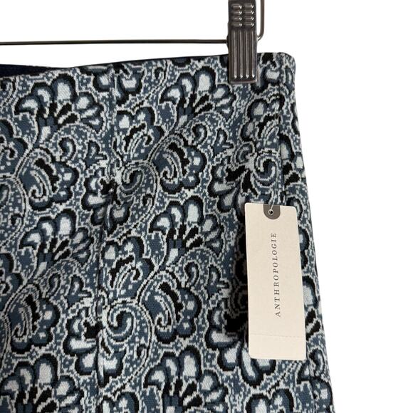 Maeve Anthropologie The Margot Kick-Flare Cropped Pants Blue Paisley Jacquard S - Picture 7 of 12